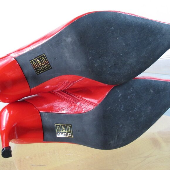 Jeffery Campbell Women's Stiletto Ankle Booties Red Patent Leather Size 8 - Picture 8 of 9